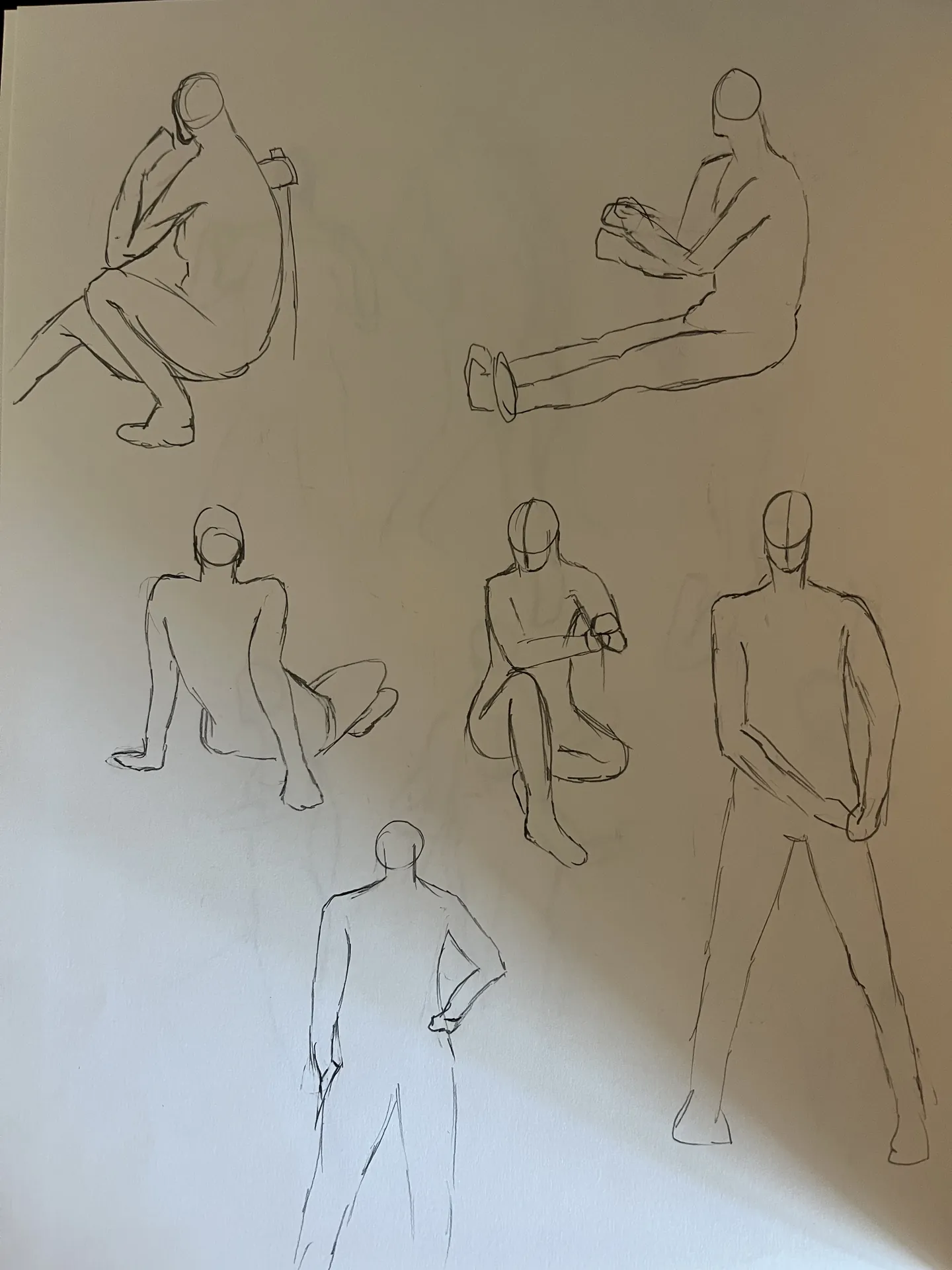 Gesture figure studies in seated and standing poses