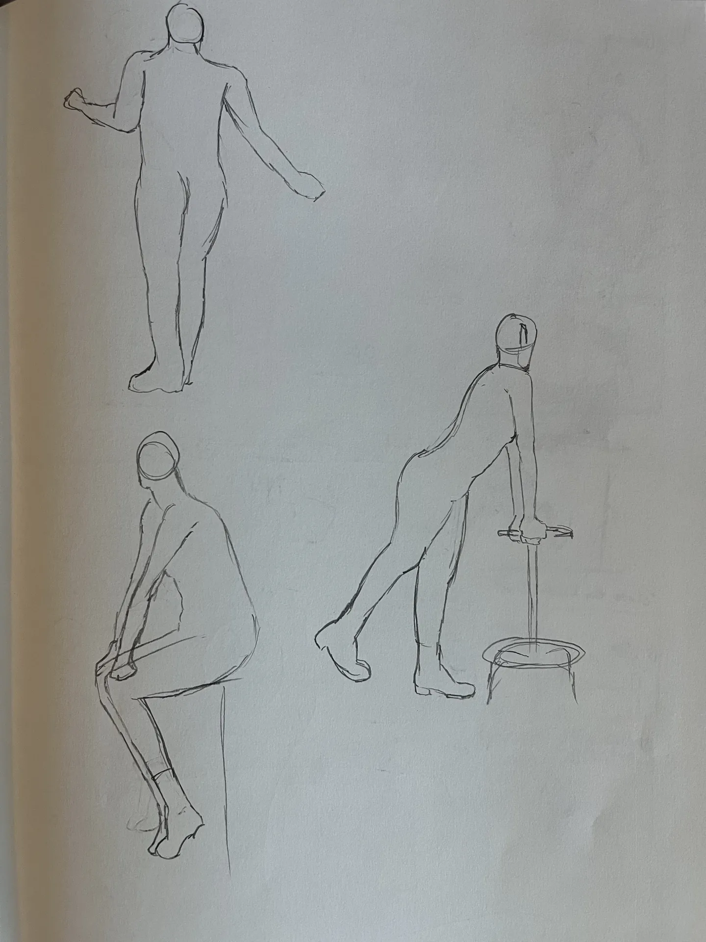 Standing and seated figure gesture studies