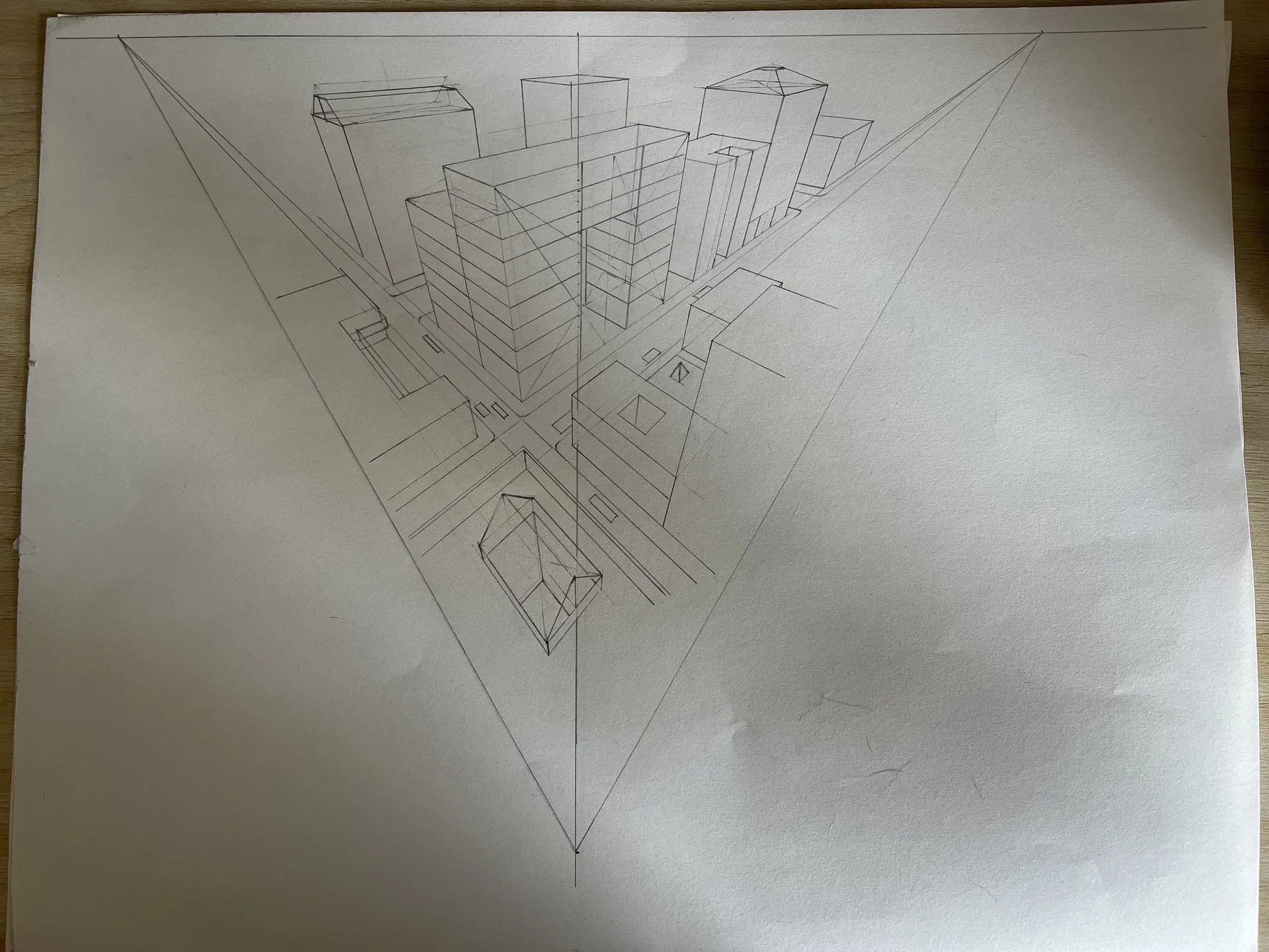 Perspective grid study with receding staircase