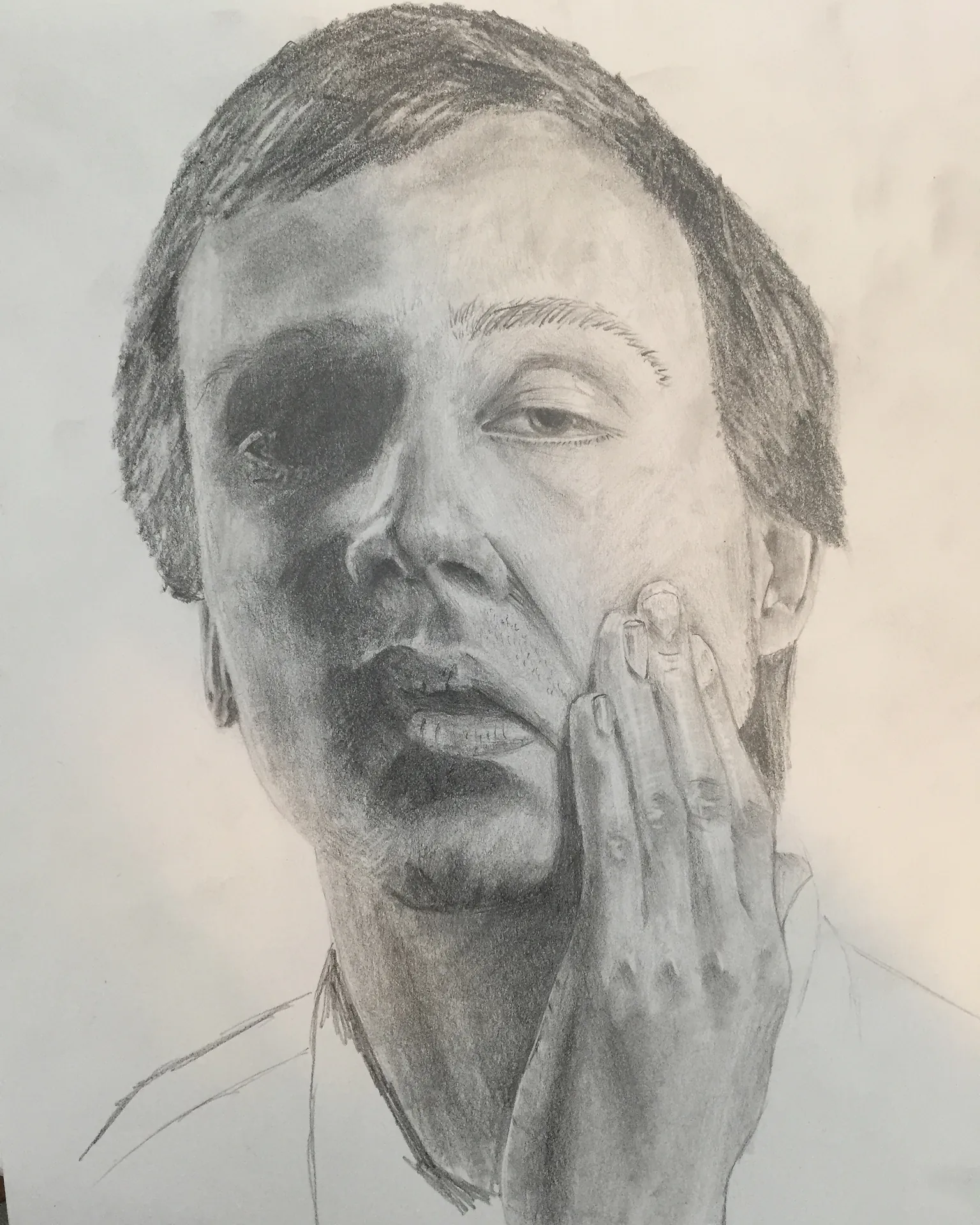 Graphite portrait with hand study